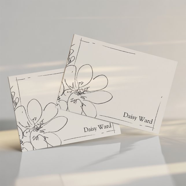 Hand-Drawn Rustic Wildflower Personalised Cream Note Card (Creator Uploaded)
