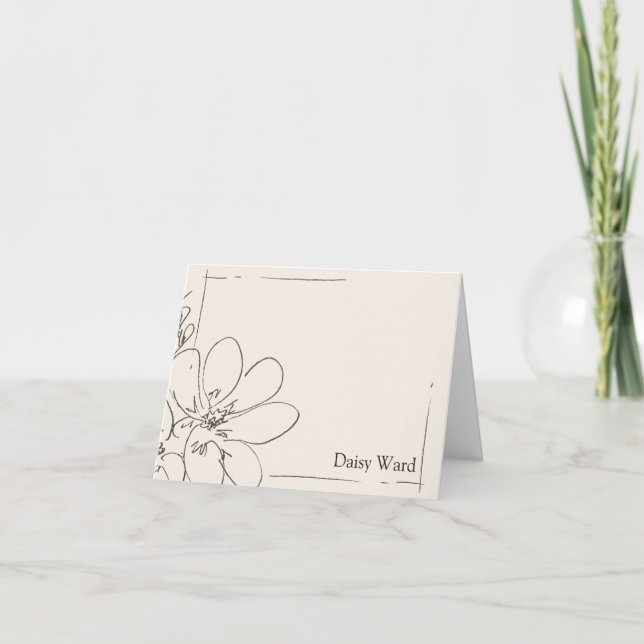 Hand-Drawn Rustic Wildflower Personalised Cream Note Card (Front)