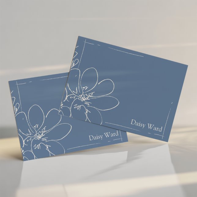 Hand-Drawn Rustic Wildflower Personalised Sky Blue Note Card (Creator Uploaded)