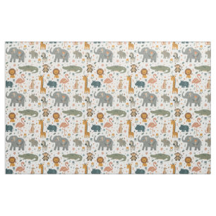 Hand Drawn Safari Animal Print - Fabric