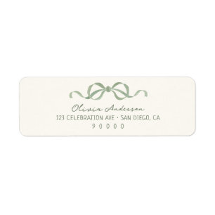 Hand Drawn Sage Green Bow Return Address Label