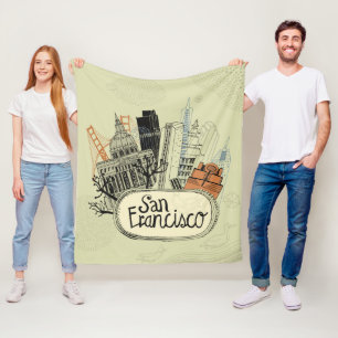 Hand Drawn San Francisco Fleece Blanket