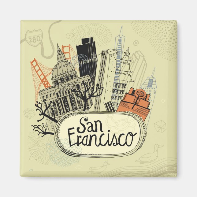 Hand Drawn San Francisco Magnet (Front)