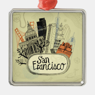 Hand Drawn San Francisco Metal Ornament