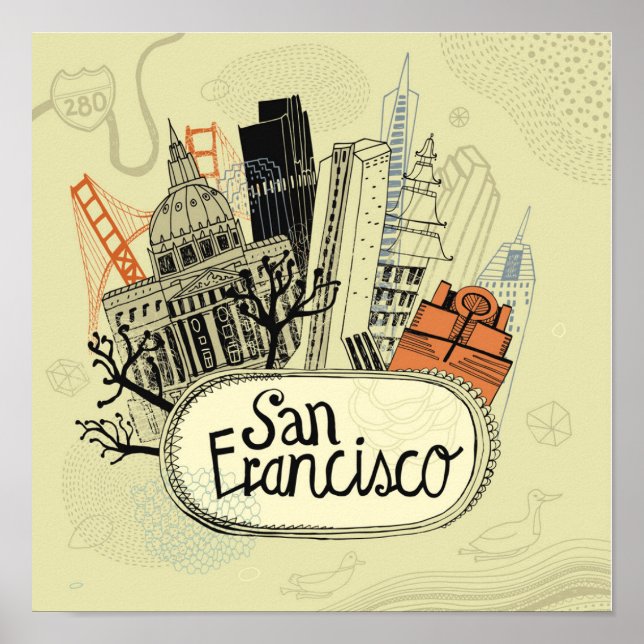 Hand Drawn San Francisco Poster (Front)