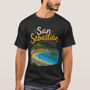 Hand Drawn San Sebastian Spain Travel Art Landmark T-Shirt