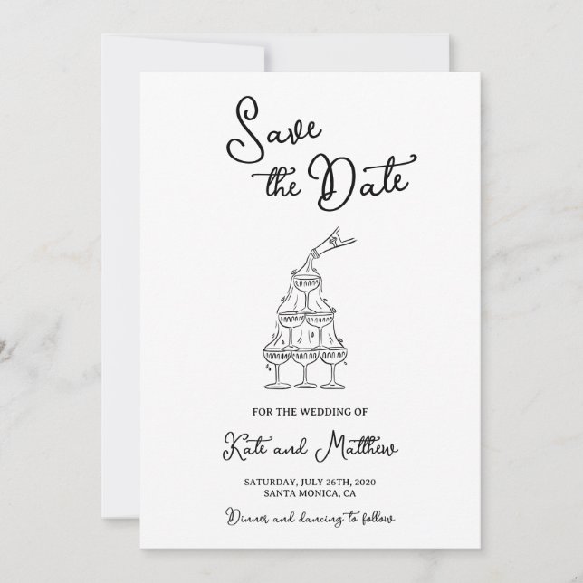 Hand Drawn Save the Date Invitation (Front)