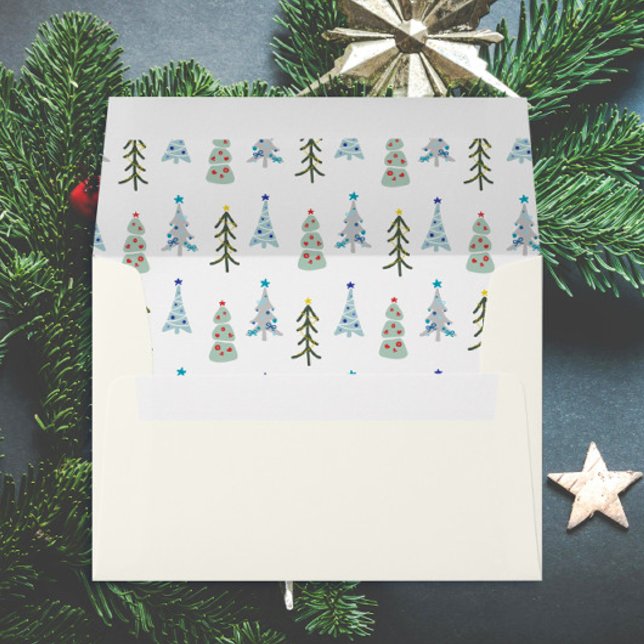 Hand drawn Scandinavian Christmas trees  Envelope (Hand drawn Scandinavian Christmas trees envelope for Hygge holidays)