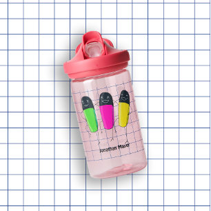 Hand Drawn School Supplies Highlighter Water Bottle