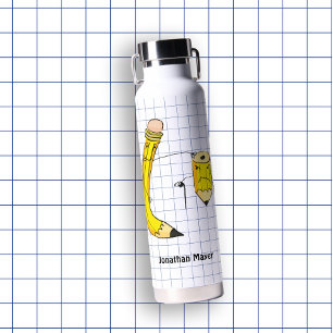 Hand Drawn School Supplies pencil Water Bottle