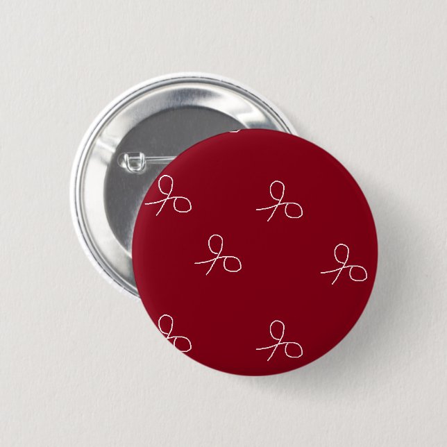 Hand drawn scissors on maroon red 6 cm round badge (Front & Back)