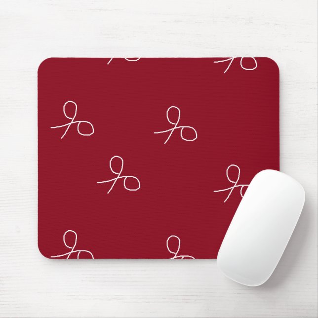 Hand drawn scissors on maroon red mouse pad (With Mouse)