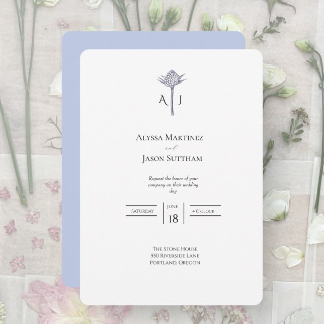 Hand-Drawn Scottish Thistle Wedding Invitations (Creator Uploaded)