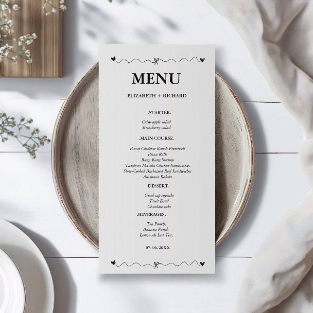 Hand drawn Scribble Black illustration Wedding  Menu (Creator Uploaded)