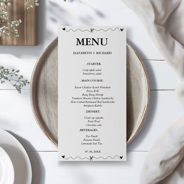 Hand drawn Scribble Black illustration Wedding  Menu (Creator Uploaded)