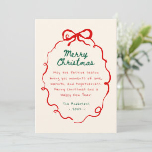 Hand Drawn Scribble Bow Frame Christmas Photo Holiday Card