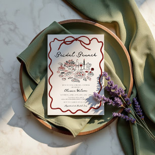 Hand Drawn Scribble Bow Italian Bridal Shower Invitation