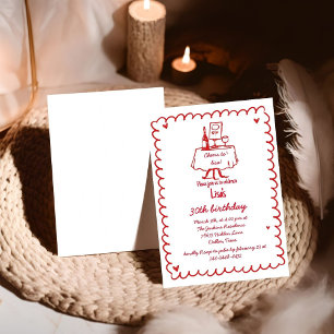 Hand Drawn Scribble Cocktail 30th, 40th Birthday  Invitation