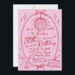 Hand Drawn Scribble Cocktail 30th Any Age Invitation<br><div class="desc">Celebrate your milestone 30th birthday in style with this chic Pink Disco Ball Invitation. Featuring a playful disco ball design, martini glass, and cake illustrations on a vibrant pink background, this customisable invitation is perfect for a fun and festive celebration. Easily personalise the text to include your party details and...</div>