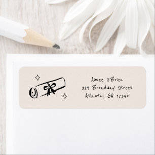 Hand-Drawn Scribble Doodle Graduation Return Address Label