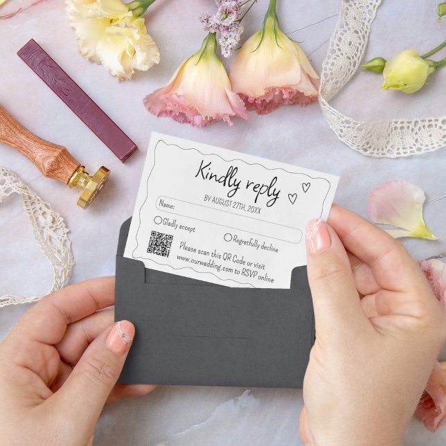 Hand Drawn Scribble Doodle Wedding RSVP Card (Creator Uploaded)