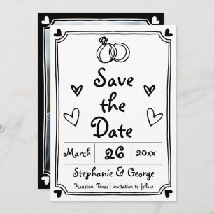  Hand drawn scribble doodle whimsical French Save The Date