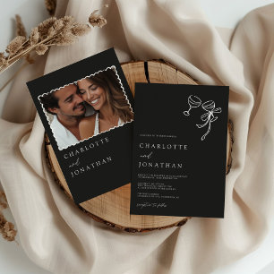 Hand Drawn Scribble Modern Photo Wedding Invitation