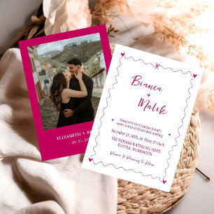 Hand drawn Scribble Pink illustration Wedding Invitation