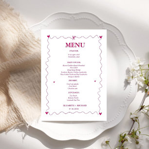 Hand drawn Scribble pink illustration Wedding  Menu