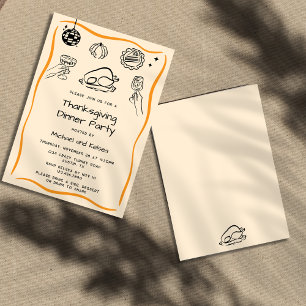 Hand Drawn Scribble Thanksgiving Dinner Invitation