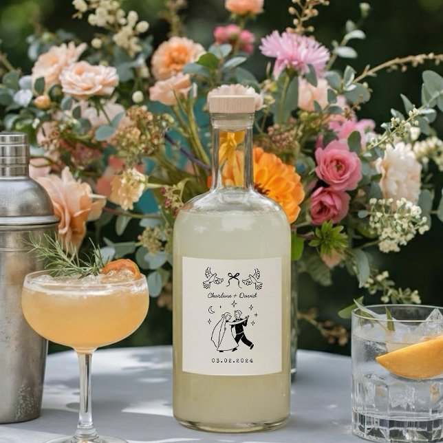 Hand Drawn Scribble Wedding  Liquor Bottle Label (Creator Uploaded)