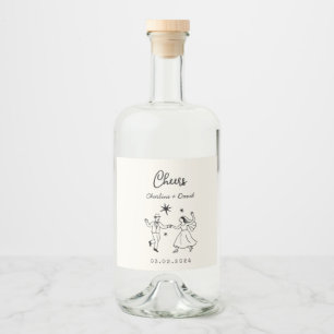 Hand Drawn Scribble Wedding Liquor Bottle Label