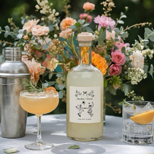 Hand Drawn Scribble Wedding  Sparkling Wine Label