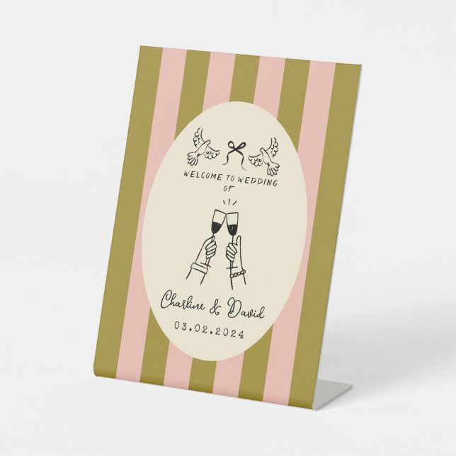 Hand Drawn Scribble Wedding Welcome Sign (Front)