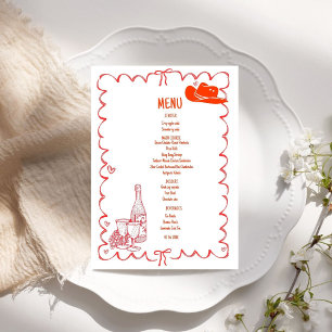 Hand drawn Scribble Western illustration Wedding  Menu