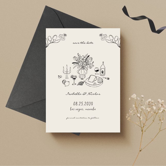 Hand Drawn Scribble Whimsical Handwriting Wedding Save The Date (Creator Uploaded)