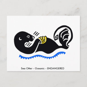 Hand drawn - Sea OTTER- Conservation - Ecology Postcard