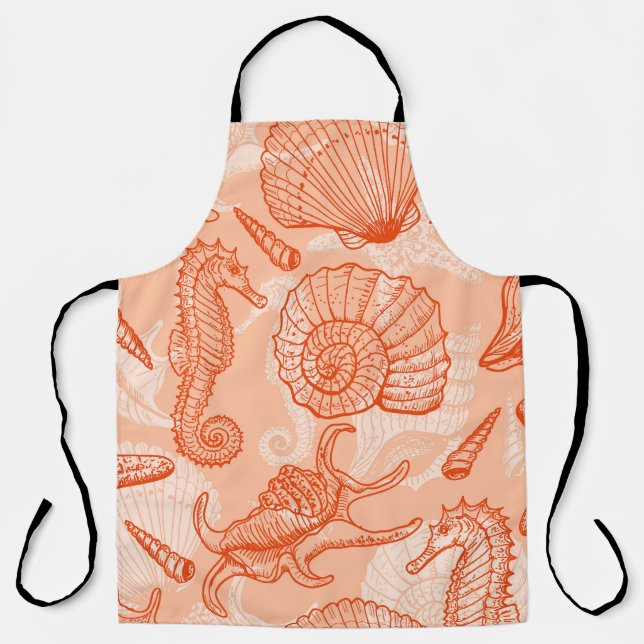 Hand Drawn Sea: Vintage Pattern Apron (Front)