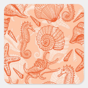Hand Drawn Sea: Vintage Pattern Square Sticker