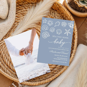 Hand drawn sea you soon, under the sea baby shower invitation