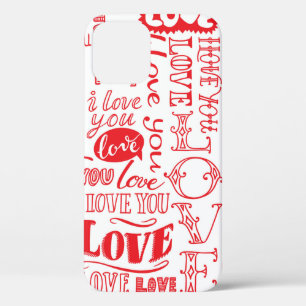 hand-drawn seamless background with love doodles iPhone 12 case