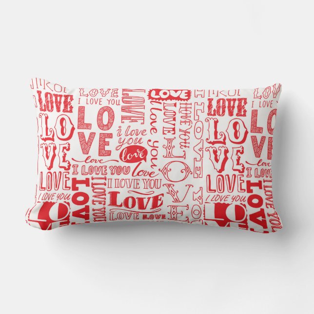 hand-drawn seamless background with love doodles  lumbar cushion (Front)