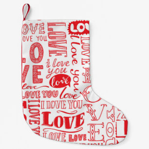 hand-drawn seamless background with love doodles small christmas stocking