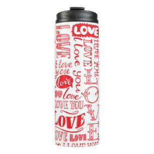 hand-drawn seamless background with love doodles  thermal tumbler
