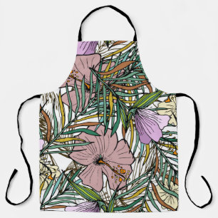 Hand Drawn Seamless Background With Palm Leaves An Apron