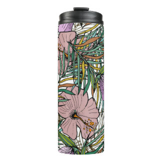 Hand Drawn Seamless Background With Palm Leaves An Thermal Tumbler