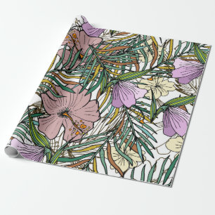 Hand Drawn Seamless Background With Palm Leaves An Wrapping Paper