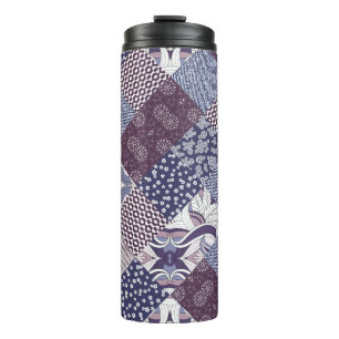 Hand drawn seamless patchwork pattern. Vintage boh Thermal Tumbler