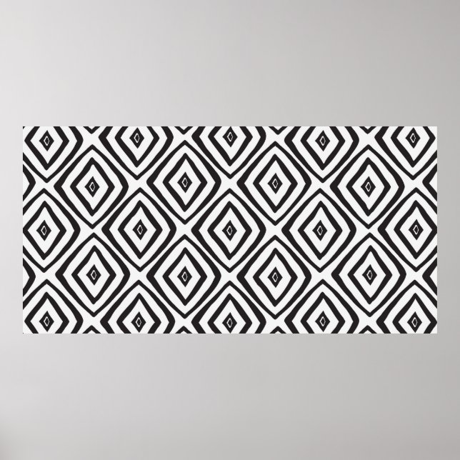 Hand drawn seamless pattern in black and white.  poster (Front)