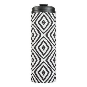 Hand drawn seamless pattern in black and white. thermal tumbler